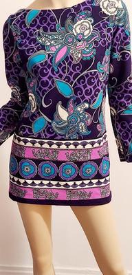 Vtg 60s Timeles Mini Blue/ Purple Hues side slitss