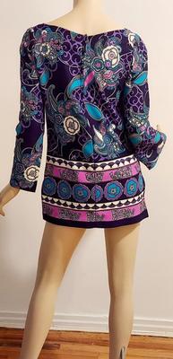 Vtg 60s Timeles Mini Blue/ Purple Hues side slitss