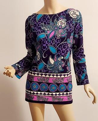 Vtg 60s Timeles Mini Blue/ Purple Hues side slitss