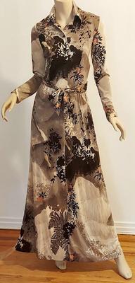 Vtg ToniTodd 60-70s Maxi Jungle Hostess dress