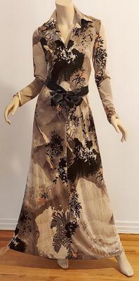 Vtg ToniTodd 60-70s Maxi Jungle Hostess dress