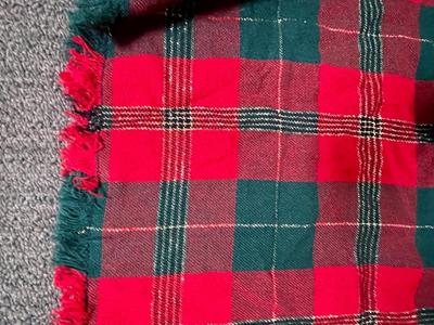 Vintage Large oval Christmas plaid tablecloth