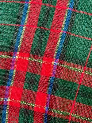 Vintage Large oval Christmas plaid tablecloth