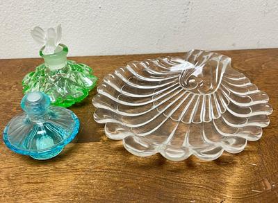 Vintage perfume bottles and trinket tray a lot