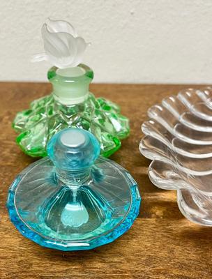 Vintage perfume bottles and trinket tray a lot