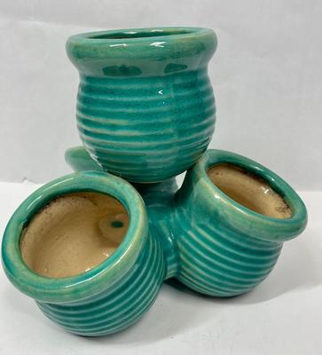 VIntage Turquoise Glaze Pottery Strawberry Pot 4 pots