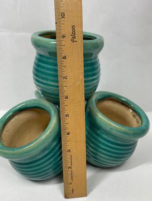 VIntage Turquoise Glaze Pottery Strawberry Pot 4 pots