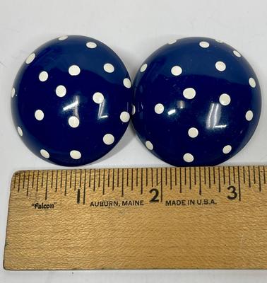 Blue & White Polka Dot Bubble Earrings