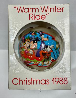 DISNEY characters Warm Winter Ride Christmas 1988 Ornament