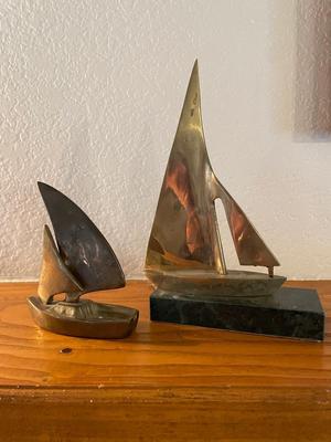 2 BRASS SAILBOATS