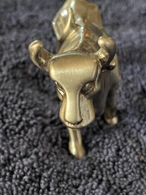 BRASS BULL FIGURINES APPROX 3" LONG