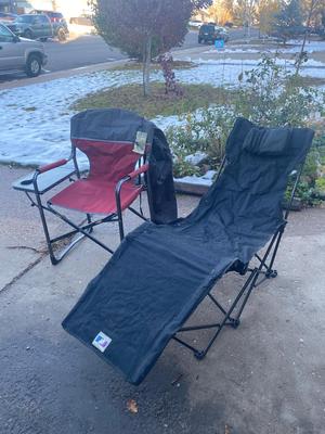 VERY NICE GREAT-LAND OUTDOOR LOUNGE CHAIR, & CHAIR WITH A BUILT IN SIDE TABLE