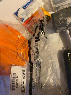 MISC HOUSEHOLD HARDWARE AND AN ORANGE HARD HAT TOO!
