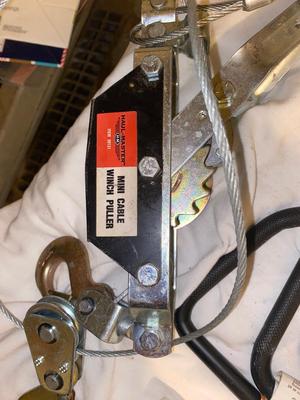HAUL MASTER MINI CABLE WINCH PULLER, BUNGEE CORDS, RATCHET STRAPS, HOOKS AND MORE!