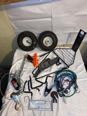 HAUL MASTER MINI CABLE WINCH PULLER, BUNGEE CORDS, RATCHET STRAPS, HOOKS AND MORE!
