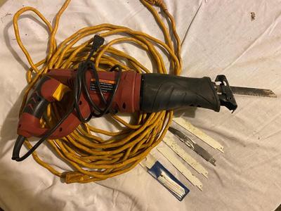CHICAGO ELECTRIC RECIPROCATING SAW, EXTENSION CORD AND BLADES