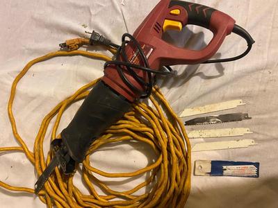 CHICAGO ELECTRIC RECIPROCATING SAW, EXTENSION CORD AND BLADES