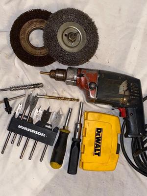 CORDED ELECTRIC DRILL, DIFFERENT BITS & WIRE WHEELS