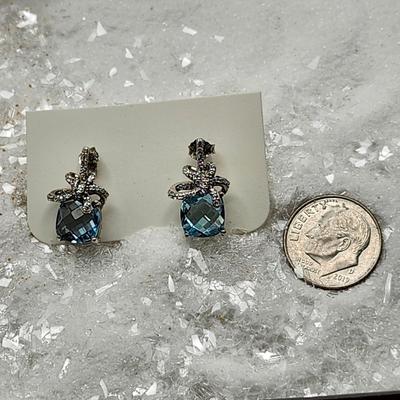 Vintage Aquamarine 925 Earrings