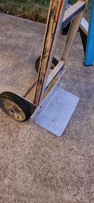 Lot 488 Six Foot Werner Frame Ladder & Push Around Two Wheel Aluminum Dolly
