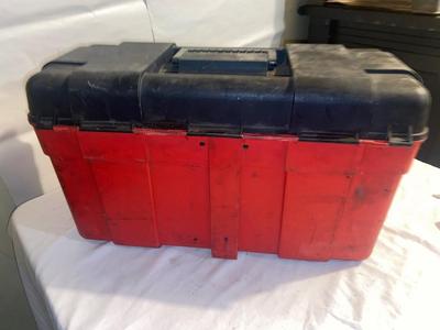 CRAFTSMAN TOOL BOX WITH A VARIETY OF TOOLS AND MORE