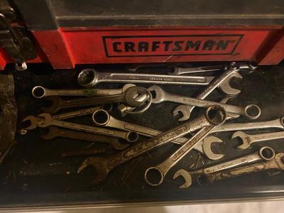 CRAFTSMAN TOOL BOX WITH A VARIETY OF TOOLS AND MORE