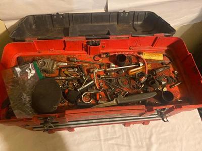 CRAFTSMAN TOOL BOX WITH A VARIETY OF TOOLS AND MORE