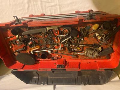 CRAFTSMAN TOOL BOX WITH A VARIETY OF TOOLS AND MORE