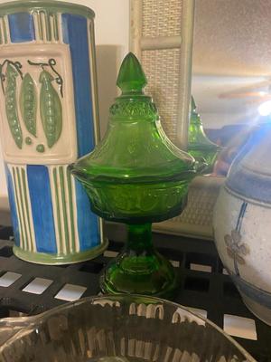 A VARIETY OF GLASS AND POTTERY