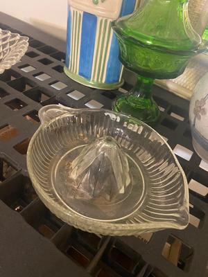 A VARIETY OF GLASS AND POTTERY