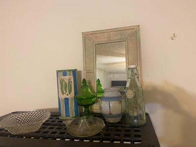 A VARIETY OF GLASS AND POTTERY