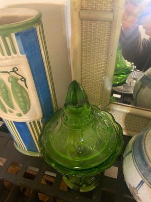A VARIETY OF GLASS AND POTTERY