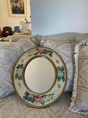 WOODEN MIRROR AND OVAL MIRROR