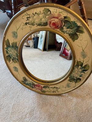 WOODEN MIRROR AND OVAL MIRROR