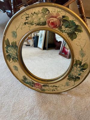 WOODEN MIRROR AND OVAL MIRROR
