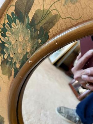 WOODEN MIRROR AND OVAL MIRROR