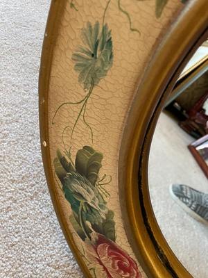 WOODEN MIRROR AND OVAL MIRROR