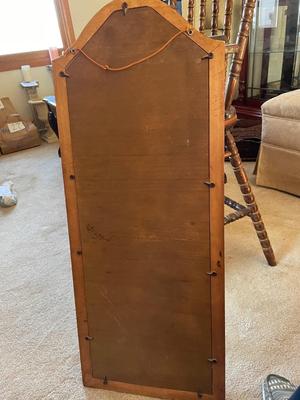 WOODEN MIRROR AND OVAL MIRROR
