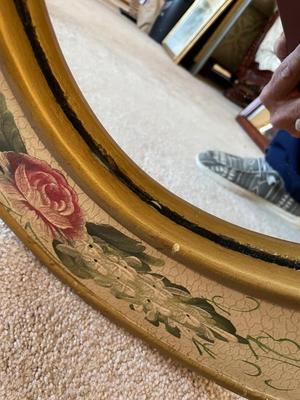 WOODEN MIRROR AND OVAL MIRROR