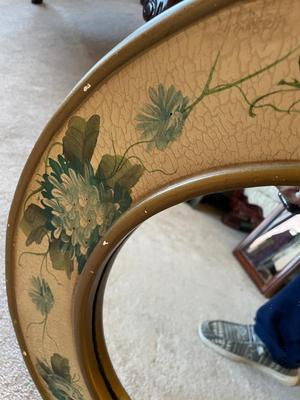 WOODEN MIRROR AND OVAL MIRROR