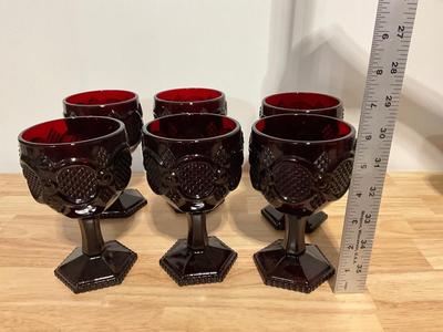 Avon Cape Cod Ruby Red Set of 6 Goblets
