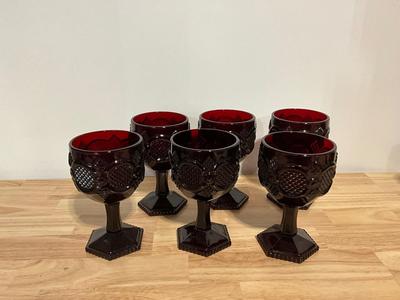 Avon Cape Cod Ruby Red Set of 6 Goblets