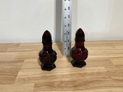 Avon Cape Cod Salt and Pepper perfume shakers in Ruby Red