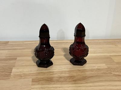 Avon Cape Cod Salt and Pepper perfume shakers in Ruby Red