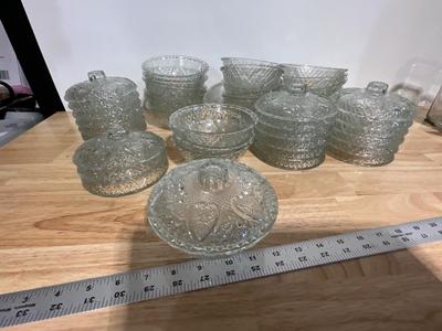 22 glass bowls and lids