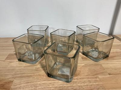 6 stackable glass candle holders