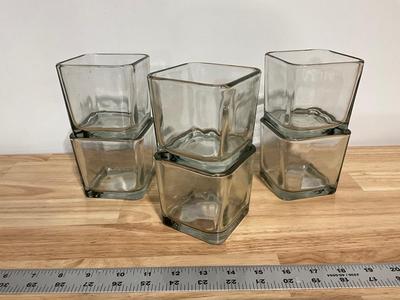 6 stackable glass candle holders