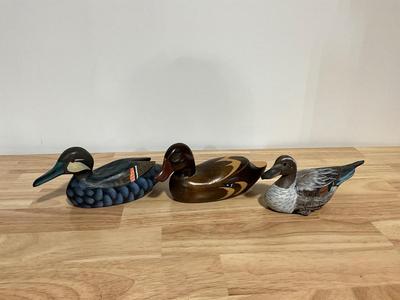 3 Wooden Carved/painted Ducks
