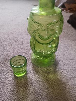 LIME COLORED JOLLY MOUNTAINEER DECANTER