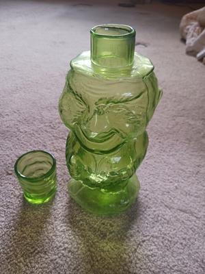 LIME COLORED JOLLY MOUNTAINEER DECANTER